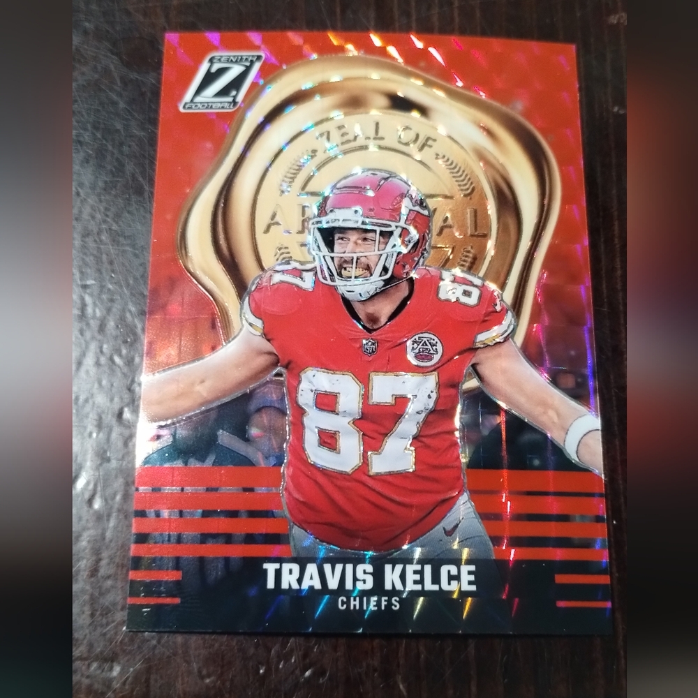 Travis Kelce 2023 Panini Zenith - Zeal of Approval Red Prizm #21
